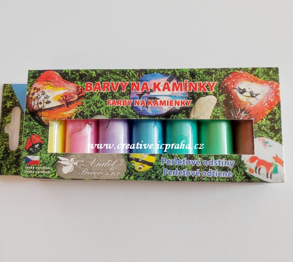 Akrylové barvy sada 7ks x15g perleťové na kamínky 